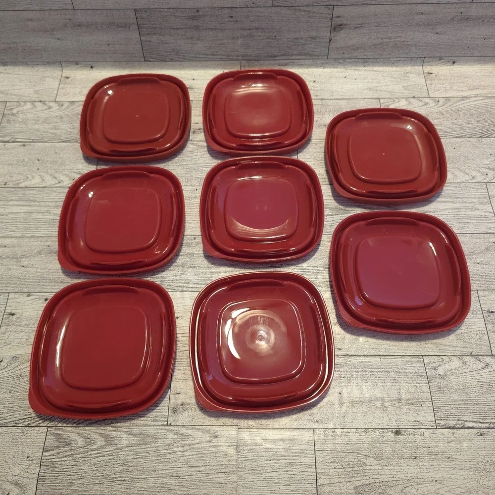 Rubbermaid Easy Find‎ Replacement Red Lid 7J58 Square Lot of 8 Lids & Bowls 4